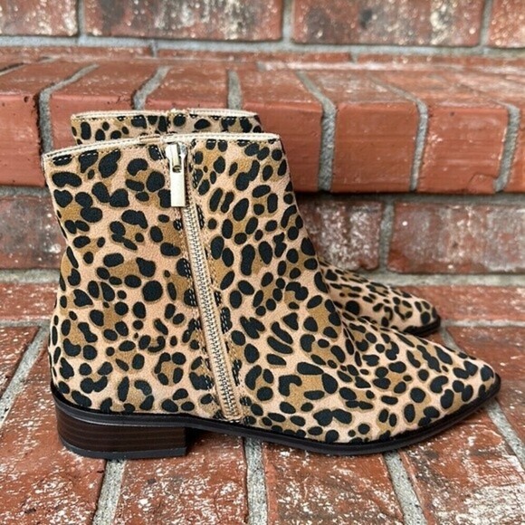 Sole Society Cadyna Leopard Print Pointed Toe Ankle Booties Bootie Women's 7.5 - Picture 1 of 8